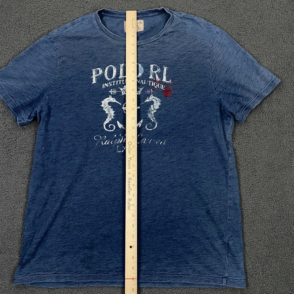 Polo Ralph Lauren T-Shirt Mens XL Indigo Blue Institut Nautique Naval Sea Horse